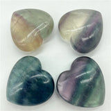 6Pcs Gem Stone Quartz Crystal Fluorite Heart Pendants DIY Jewelry