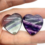 6Pcs Gem Stone Quartz Crystal Fluorite Heart Pendants DIY Jewelry