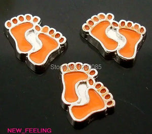 30PCS Enamel Little Feet Floating Charms for Memory Locket Necklace