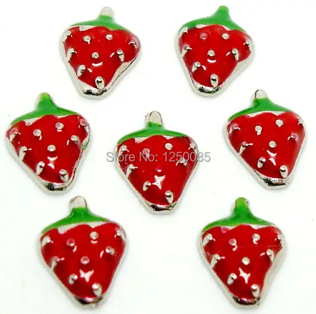 30PCS Strawberry Floating Charms for Memory Living Glass Locket
