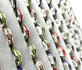 30PCS Zircon Stainless Steel Couples Wedding Rings 6mm Band Jewelry