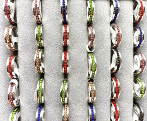 30PCS Zircon Stainless Steel Couples Wedding Rings 6mm Band Jewelry