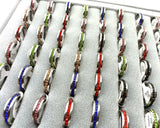 30PCS Zircon Stainless Steel Couples Wedding Rings 6mm Band Jewelry
