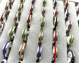 30PCS Zircon Stainless Steel Couples Wedding Rings 6mm Band Jewelry
