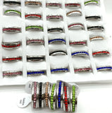 30PCS Zircon Stainless Steel Couples Wedding Rings 6mm Band Jewelry