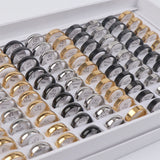 30Pcs Mix Width Stainless Steel Rings For Women Men Party