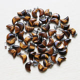 30Pcs Natural Tiger Eye Stone Moon Beads Pendants for Women