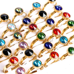 30Pcs/Lot Large Zircon Stainless Steel Ring Set for Women
