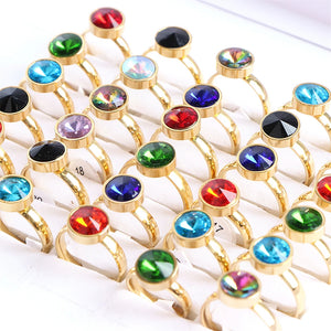 30Pcs/Lot Large Zircon Stainless Steel Ring Set for Women