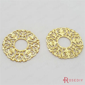 30mm Natural Round Flower Brass Decorative Flake Diy Jewelry Findings
