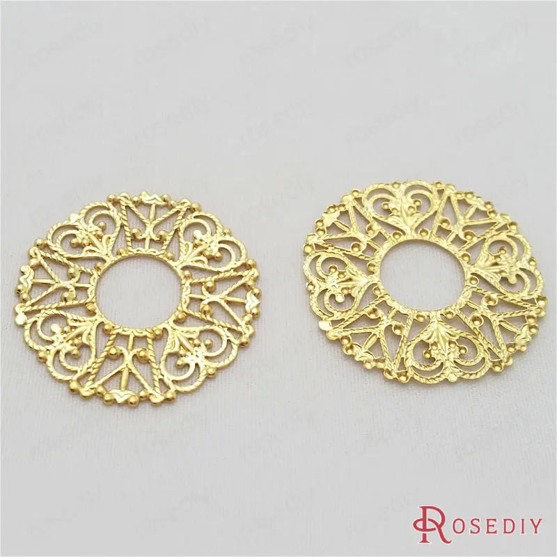 30mm Natural Round Flower Brass Decorative Flake Diy Jewelry Findings