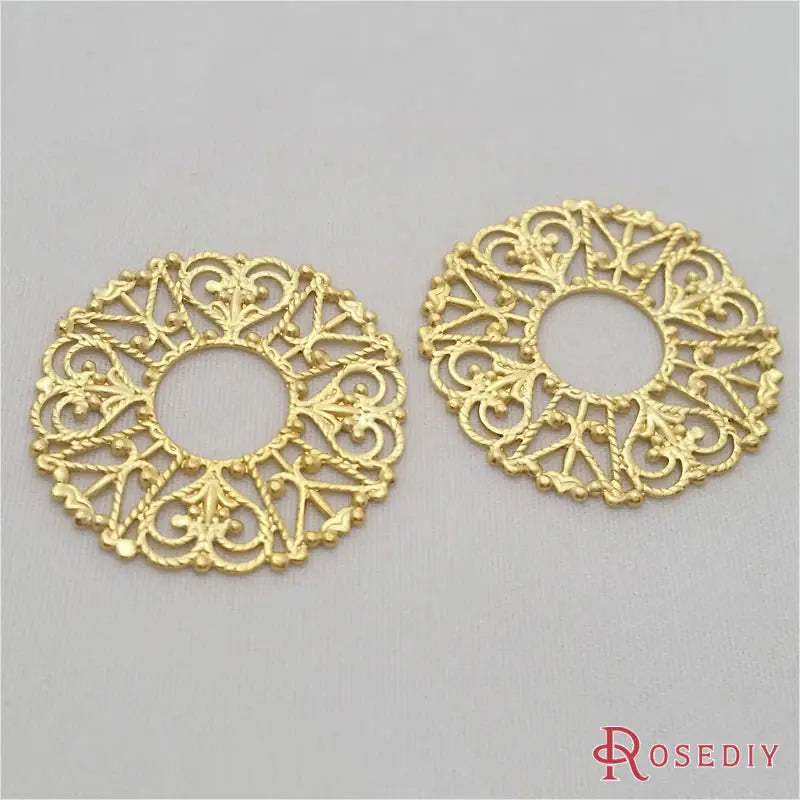 30mm Natural Round Flower Brass Decorative Flake Diy Jewelry Findings
