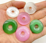 30mm Quartz Crystal Cat's Eye Opal Donut Charm Pendant 12pcs