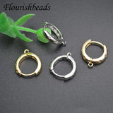 30pcs Real CZ Beads Paved Silver Circle Earring Hooks Clasp
