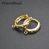 30pcs Real CZ Beads Paved Silver Circle Earring Hooks Clasp