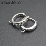 30pcs Real CZ Beads Paved Silver Circle Earring Hooks Clasp