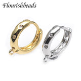 30pcs Real CZ Beads Paved Silver Circle Earring Hooks Clasp