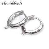 30pcs Real CZ Beads Paved Silver Circle Earring Hooks Clasp