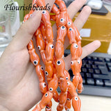 30pcs Colorful Ceramic Fish Charms Beads 10x19mm