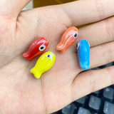 30pcs Colorful Ceramic Fish Charms Beads 10x19mm