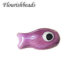 30pcs Colorful Ceramic Fish Charms Beads 10x19mm