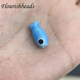 30pcs Colorful Ceramic Fish Charms Beads 10x19mm