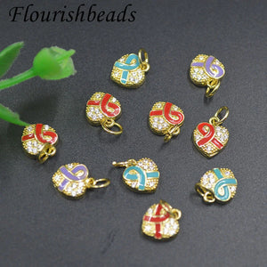 30pcs Heart Shaped Scarf Pendant CZ Paved for DIY Christmas Bracelet