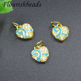 30pcs Heart Shaped Scarf Pendant CZ Paved for DIY Christmas Bracelet
