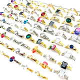 30pcs Stainless Steel Rings Zircon Wedding Bands