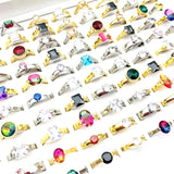 30pcs Stainless Steel Rings Zircon Wedding Bands