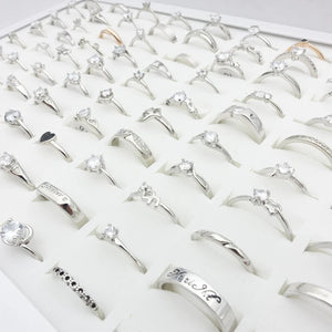 30pcs Mix Styles Womens Rings Rhinestone Zircon Jewelry Party Bands