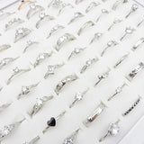 30pcs Mix Styles Womens Rings Rhinestone Zircon Jewelry Party Bands