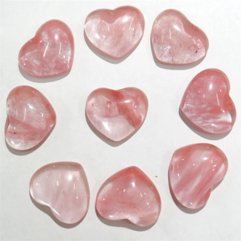 30pcs Cherry Quartz Heart Cabochons 15x18mm