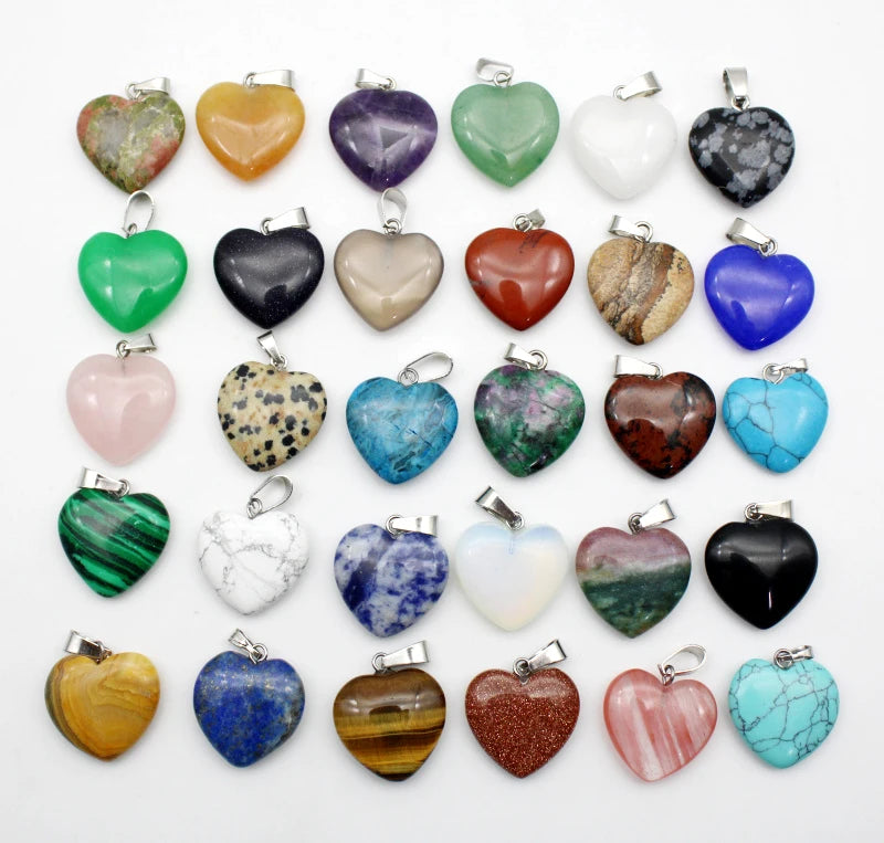 30pcs Lapis Lazuli Crystal 16mm Heart Pendant DIY Jewelry Making Necklace