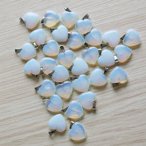 Opal Stone Heart Pendant Earring Necklace Set DIY Jewelry Making