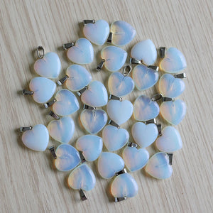 Opal Stone Heart Pendant Earring Necklace Set DIY Jewelry Making