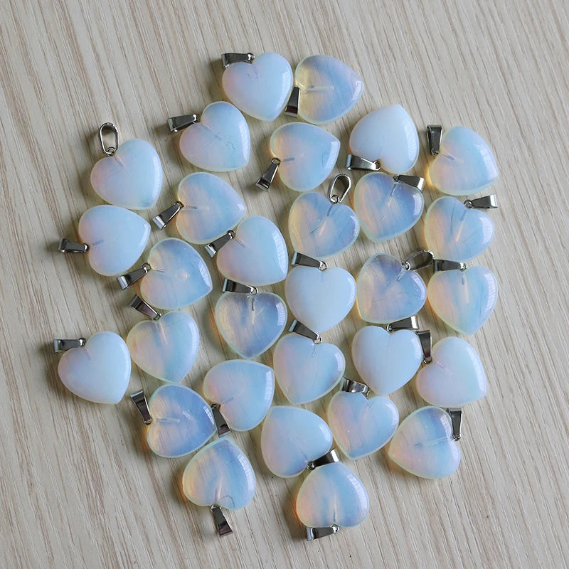 Opal Stone Heart Pendant Earring Necklace Set DIY Jewelry Making