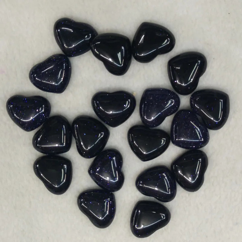 30pcs Natural Sand Stone Heart Cabochons Beads 15x18mm for Jewelry Making