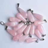 30pcs Pink Natural Stone Long Drop Shape Pendants Lot