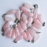 30pcs Pink Natural Stone Long Drop Shape Pendants Lot