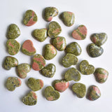 30pcs Natural Flower Green Stone Heart Cab Cabochons Beads 15x18mm