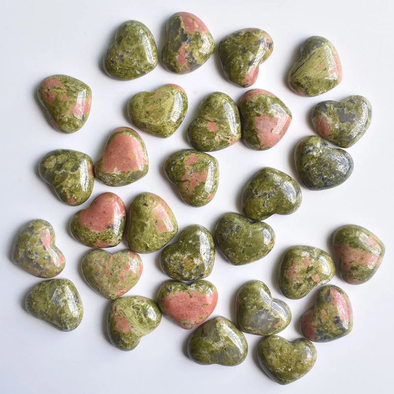 30pcs Natural Flower Green Stone Heart Cab Cabochons Beads 15x18mm