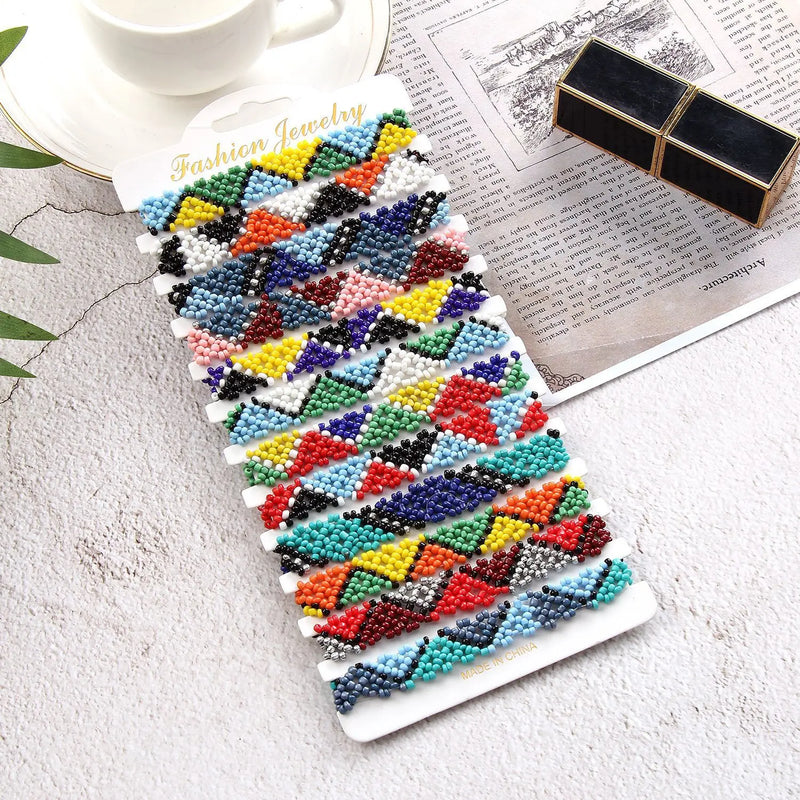 Bohemian Multi-color Rice Beads Braided Bracelets - 30pcs