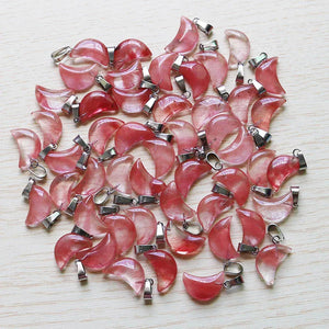30pcs Watermelon Red Moon Charms Pendants DIY Jewelry Making Lot