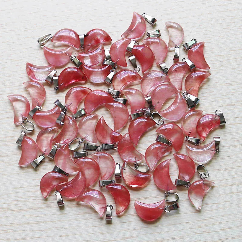 30pcs Watermelon Red Moon Charms Pendants DIY Jewelry Making Lot