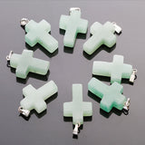 30pcs Aventurine Quartz Cross Beads Pendant Women DIY Jewelry Making