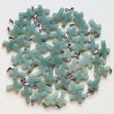 30pcs Aventurine Quartz Cross Beads Pendant Women DIY Jewelry Making