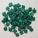 30pcs Natural Malachite Stone Cross Shape Pendants 20*20mm DIY Jewelry