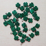 30pcs Natural Malachite Stone Cross Shape Pendants 20*20mm DIY Jewelry