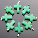 30pcs Malaysian Jades Cross Beads Pendants for DIY Jewelry Making